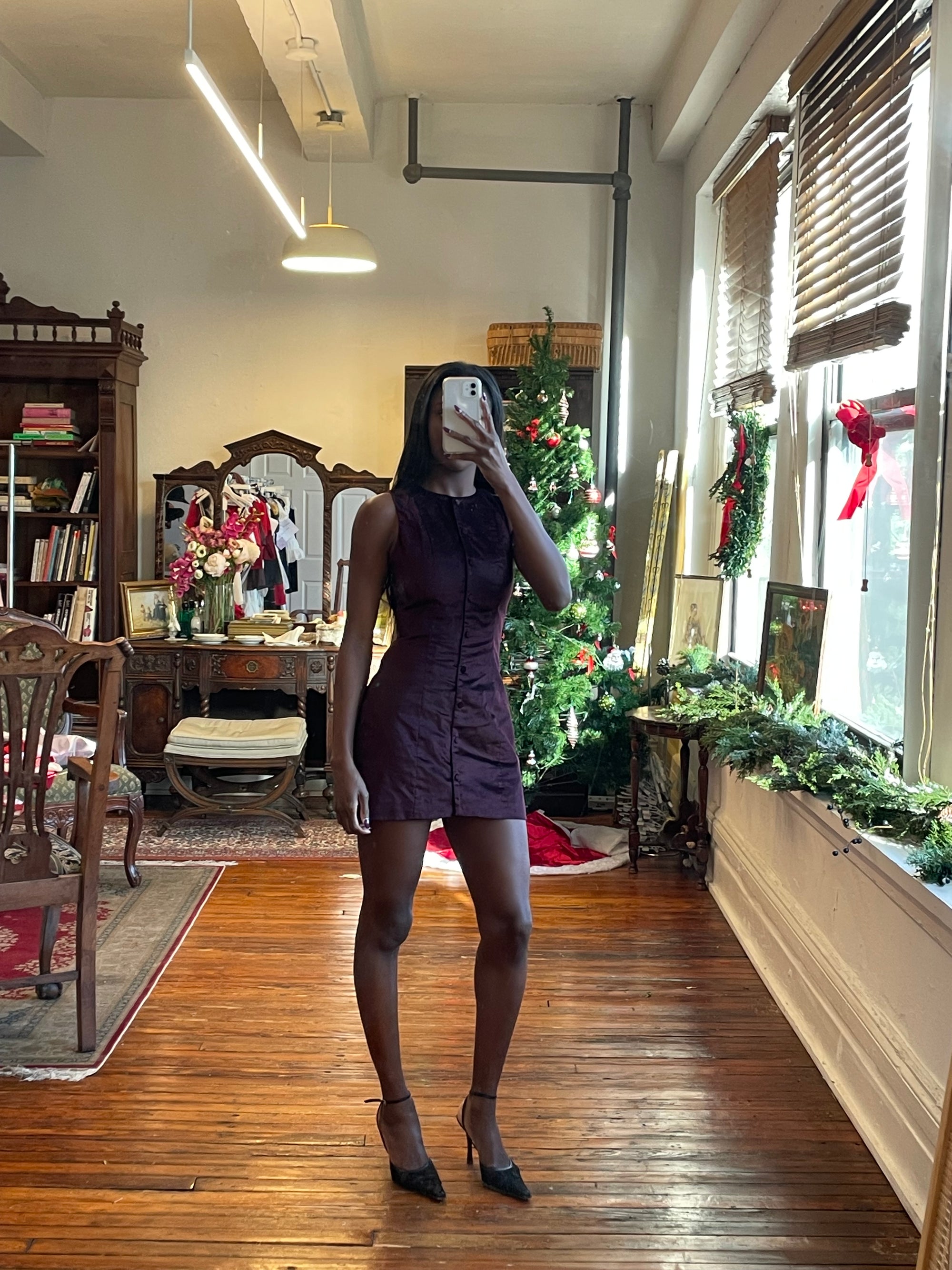 Sample Burgungy Velveteen Dress