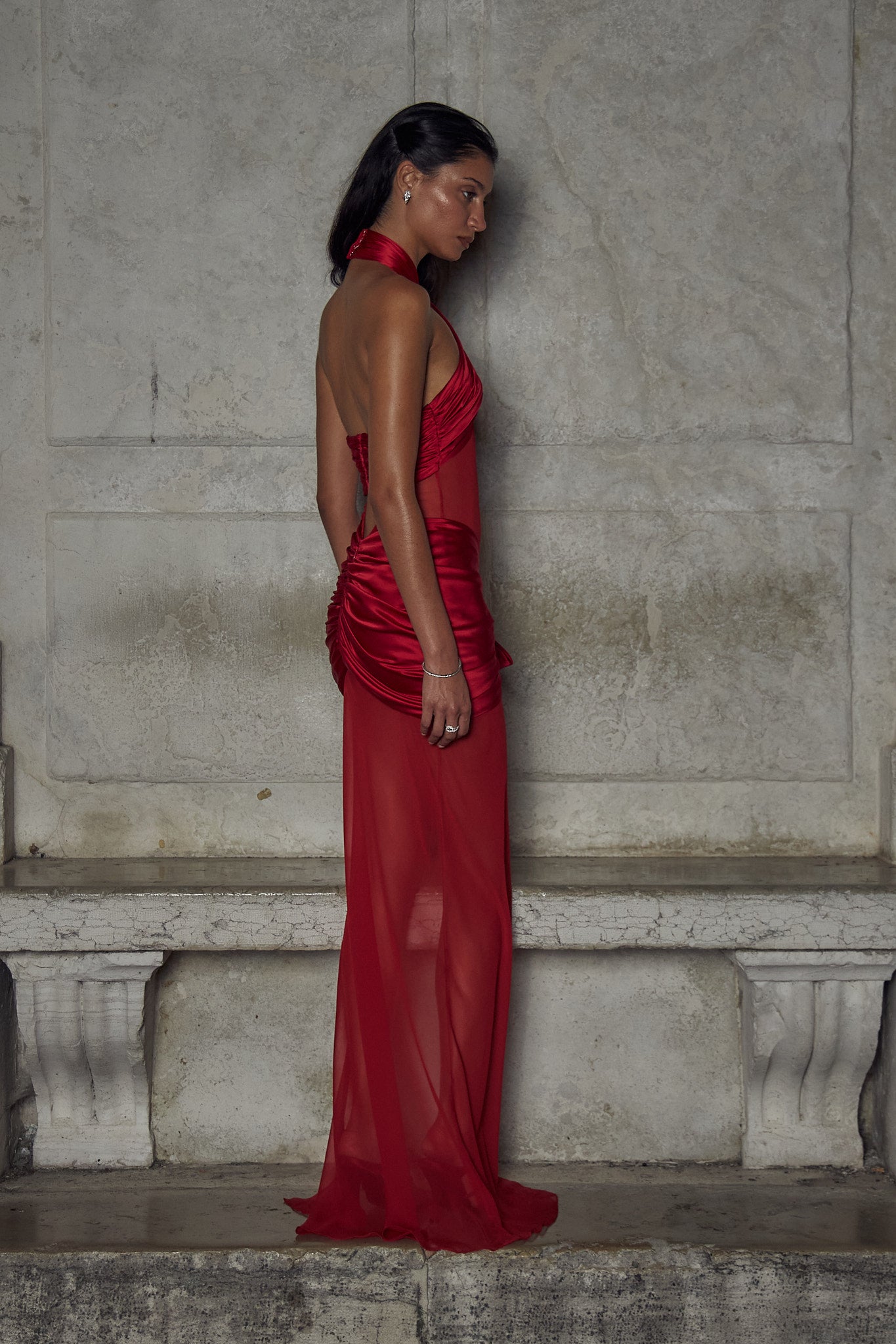 Mirror Palais Bow Wrap Dress Scarlet Side 3