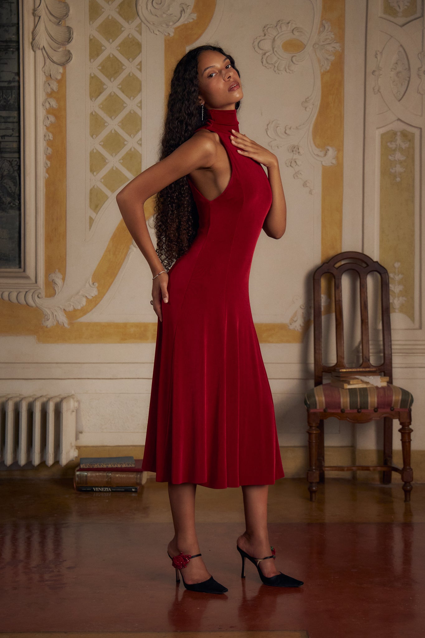 Mirror Palais Christy Supermodel Dress Cherry Side 2