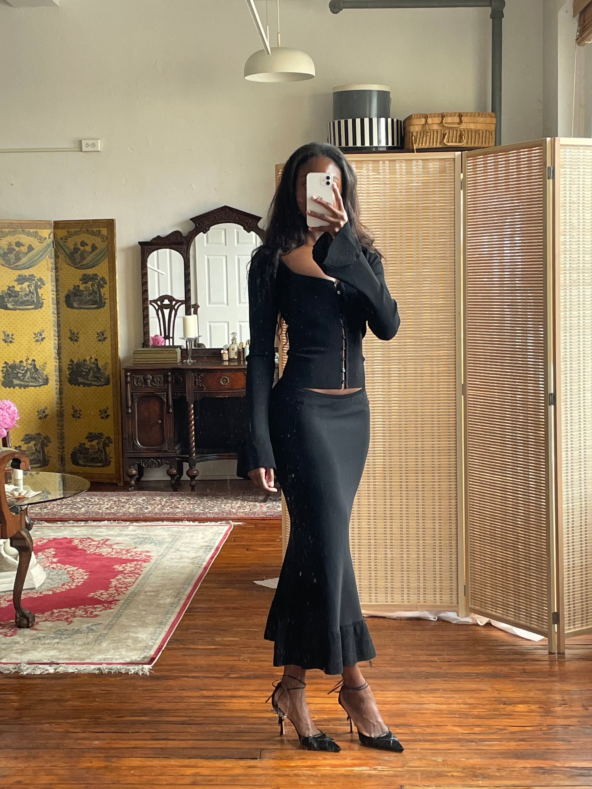 Sample Knit Lady Length Skirt Noir XS