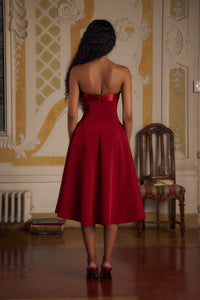 Mirror Palais Strapless Lady Length Dress Scarlet Back 1