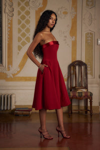 Mirror Palais Strapless Lady Length Dress Scarlet Side 1