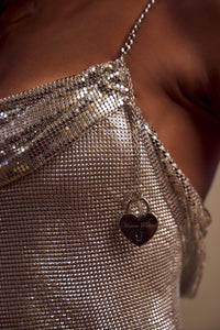 Mirror Palais Knight's Tale Mini Dress Lock in Silver Chainmail 