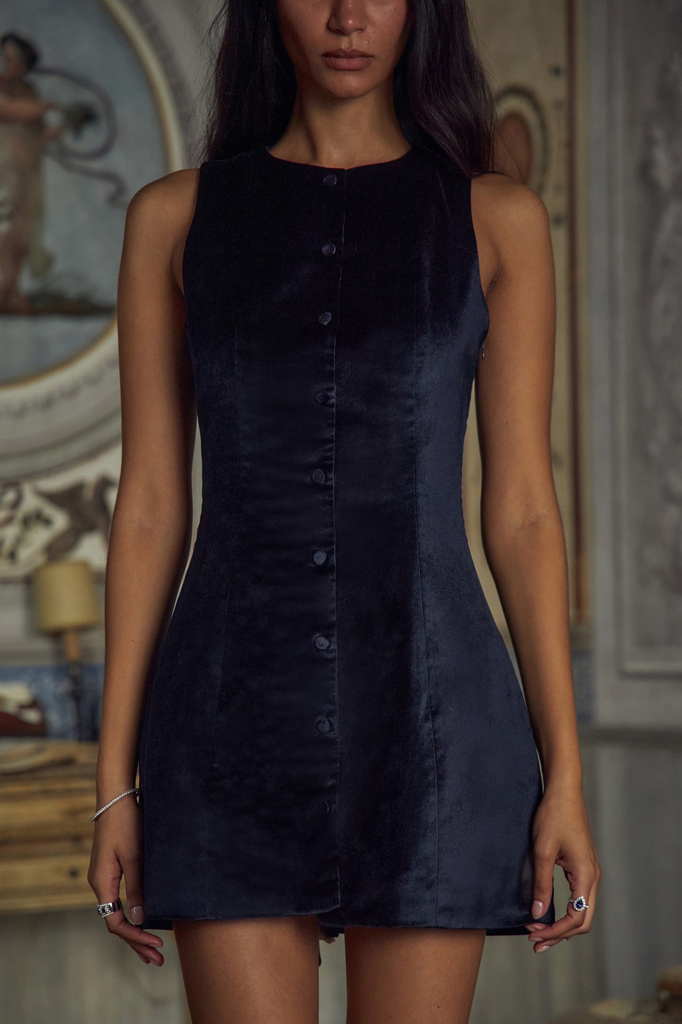 Mirror Palais Azul Velveteen Dress Front 4