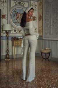 Mirror Palais Creamsicle Wrap Pant Back in Creme