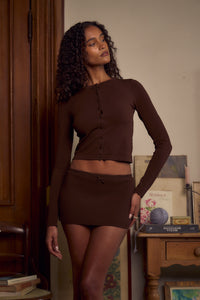 Mirror Palais Knit Mini Skort in Chocolat