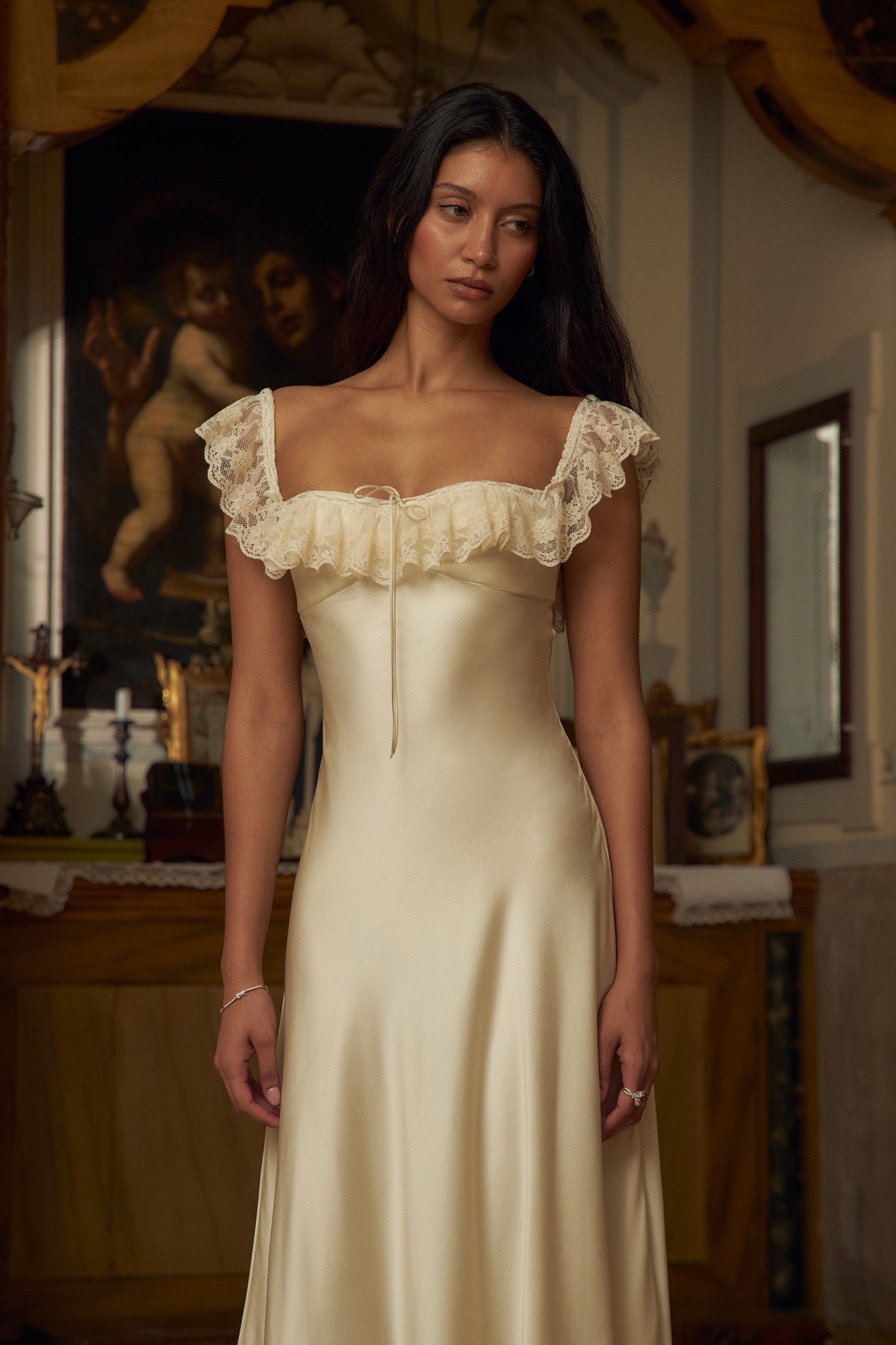 Mirror Palais Sonata Lady Length Dress in Creme