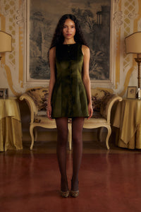 Mirror Palais Verde Velveteen Dress Front 1